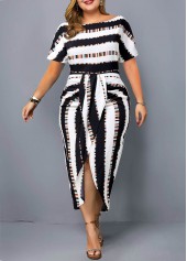 Tie Front Striped Plus Size Dress