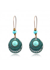 Metal Detail Turquoise Retro Design Earrings