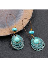 Metal Detail Turquoise Retro Design Earrings