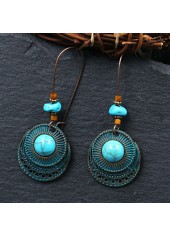Metal Detail Turquoise Retro Design Earrings