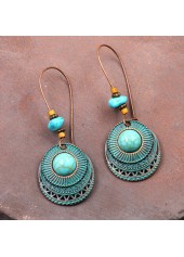 Metal Detail Turquoise Retro Design Earrings