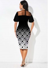 Geometric Print Ombre Short Sleeve Dress