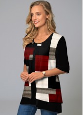 Half Sleeve Geometric Print Round Neck T Shirt