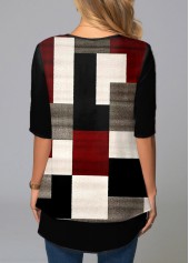 Half Sleeve Geometric Print Round Neck T Shirt