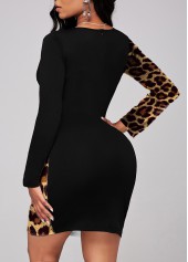Cross Front Leopard Long Sleeve Dress