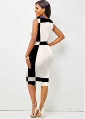 Printed Contrast Sleeveless Round Neck Dress