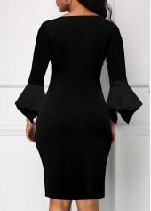 Butterfly Print Hanky Sleeve Square Collar Dress