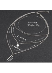 Metal Bar Pendant Silver Layered Design Necklace