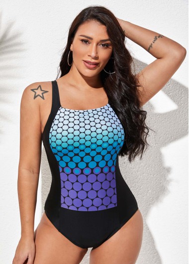 Rosewe Polka Dot Spaghetti Strap One Piece Swimwear - L