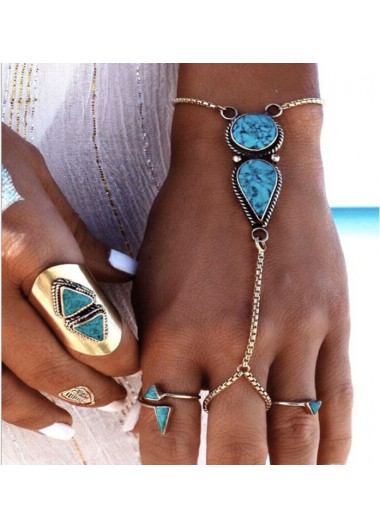Rosewe Stylish Bohemia Turquoise Silver Metal Detail Bracelet - One Size