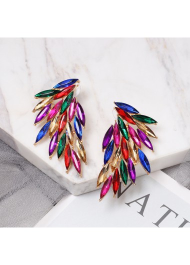 Rosewe Chic Tribal Design Rhinestone Detail Rainbow Color Earrings - One Size