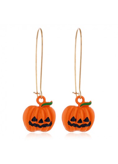Rosewe Chic Orange Pumpkin Design Metal Detail Earrings - One Size
