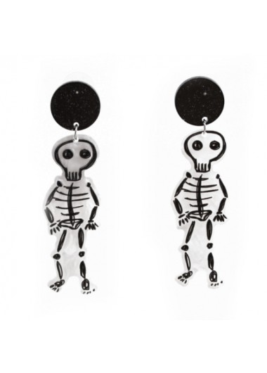 Rosewe Chic 1 Pair Skeleton Design White Acrylic Earrings - One Size