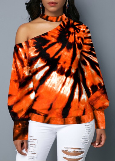 Rosewe Long Sleeve Tie Dye Print Sweatshirt - S