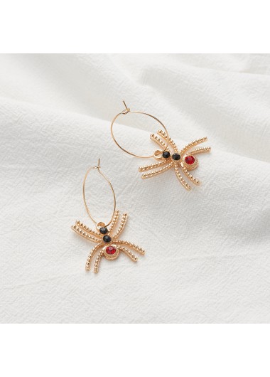 Rosewe Chic Rhinestone Metal Detail Spider Design Earrings - One Size
