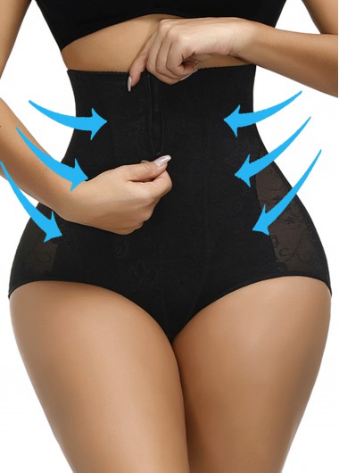 Rosewe Womens Body Shaper Shapewear Waist Trainer High Waisted Zipper Detail Black Panties - 2XL