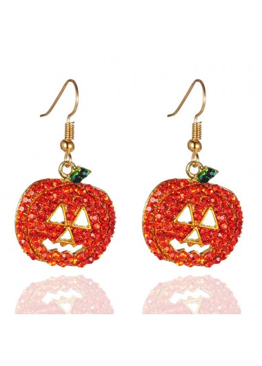 Rosewe Chic Pumpkin Detail Rhinestone Design Earring Set - One Size