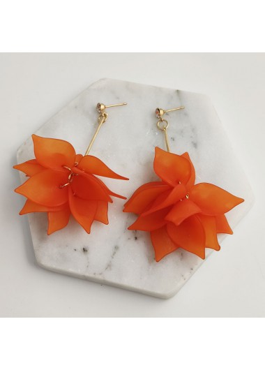 Rosewe Chic Metal Detail Layered Petal Design Earrings - One Size