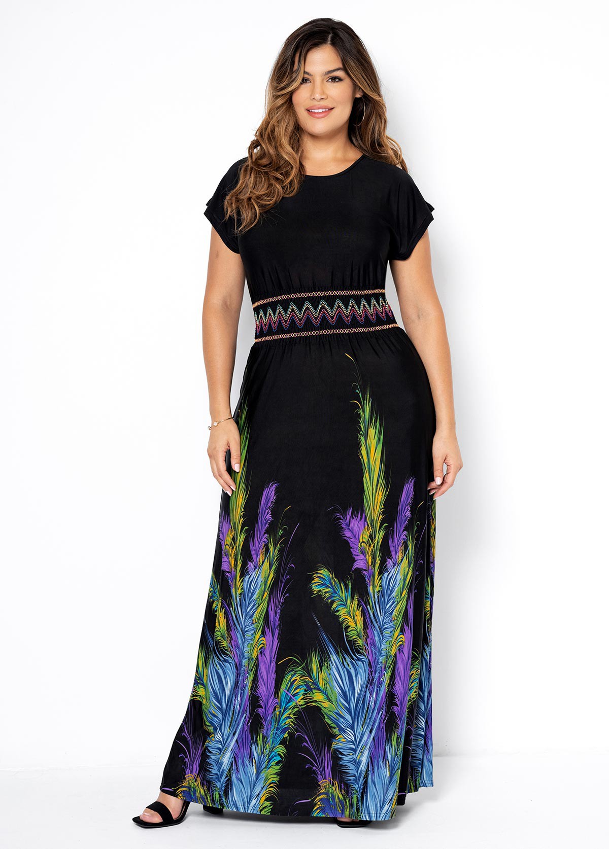 Plus Size Short Sleeve Printed Dress USD 33.77