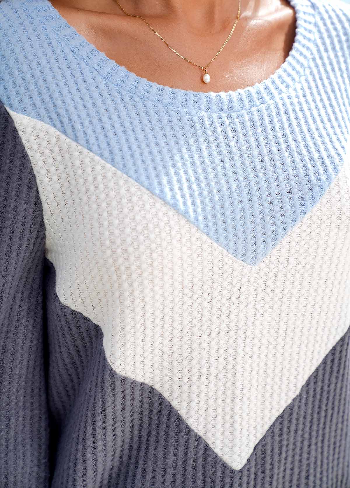 Color Block Long Sleeve Round Neck Sweatshirt