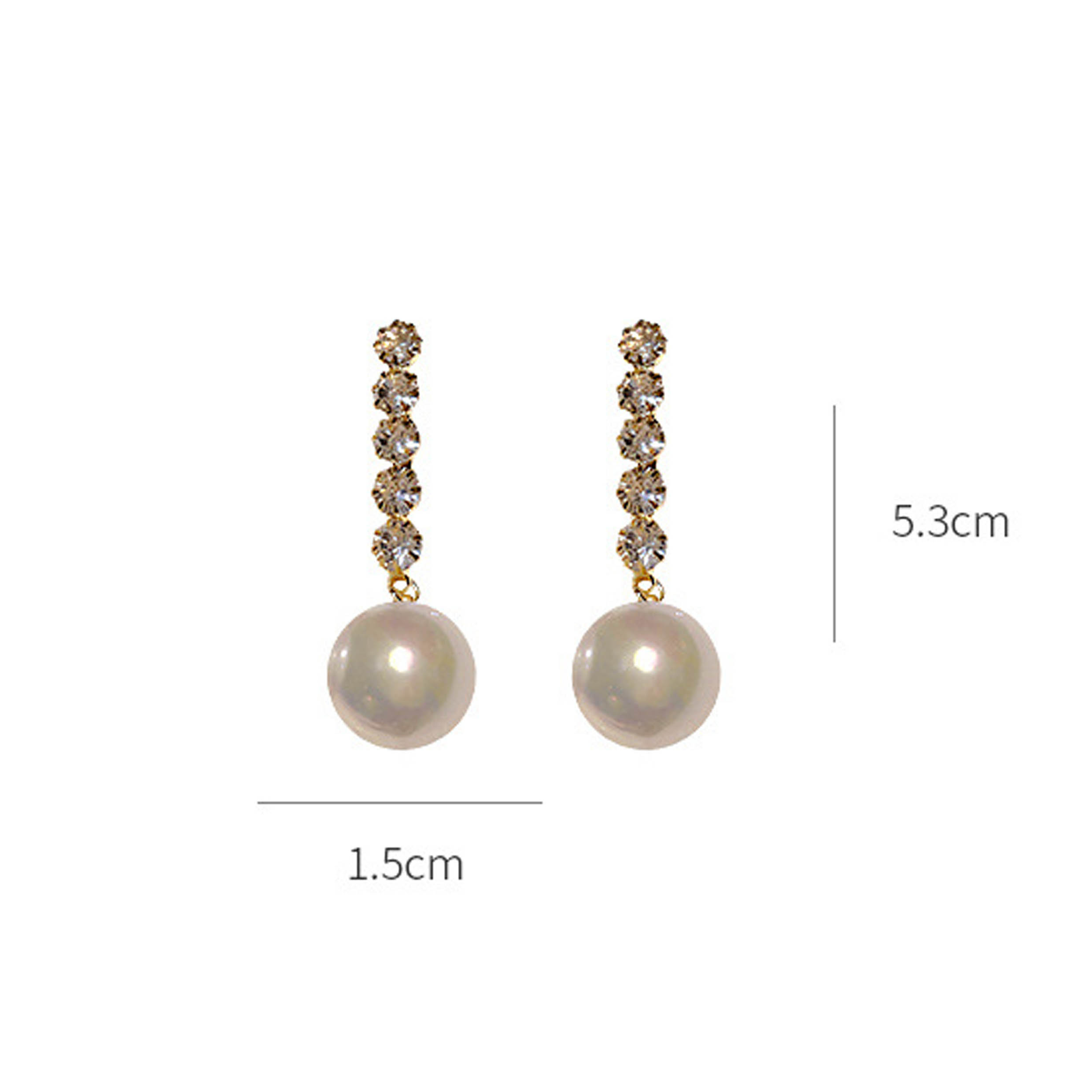 Metal Rhinestone Detail Pearl Design Earring Set