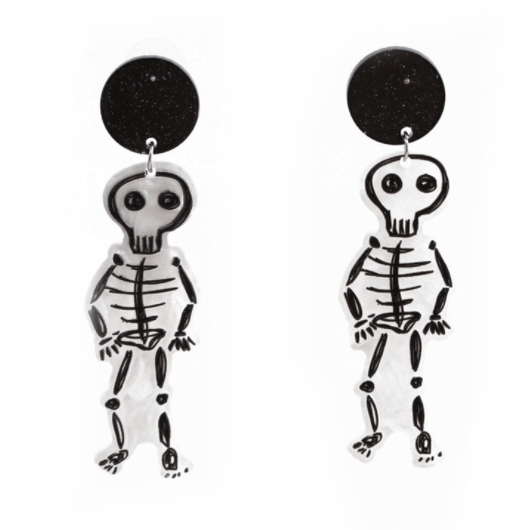 1 Pair Skeleton Design White Acrylic Earrings