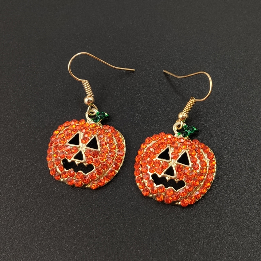 Pumpkin Detail Rhinestone Design Earring Set