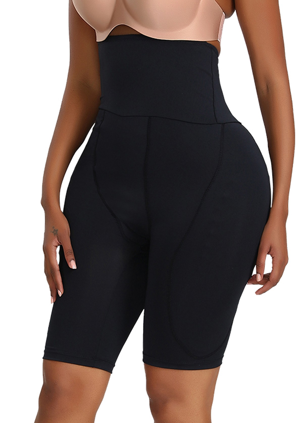 Solid Elastic Detail High Waist Skinny Panties USD 35.77