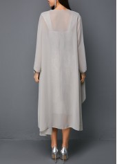 Open Front Cardigan and Tie Back Sleeveless Sheath Dress
