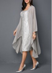Open Front Cardigan and Tie Back Sleeveless Sheath Dress