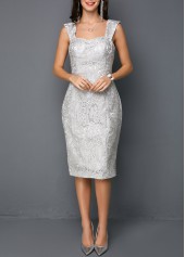 Open Front Cardigan and Tie Back Sleeveless Sheath Dress