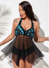 Halter Tribal Print Tassel Swimdress and Panty