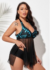 Halter Tribal Print Tassel Swimdress and Panty