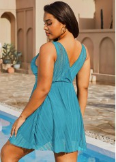 Lace Crossover Hem Plus Size Swimdress and Shorts