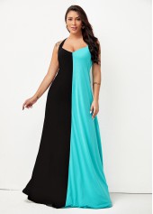Spaghetti Strap Color Block Maxi Dress
