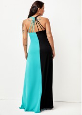 Spaghetti Strap Color Block Maxi Dress