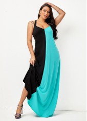 Spaghetti Strap Color Block Maxi Dress