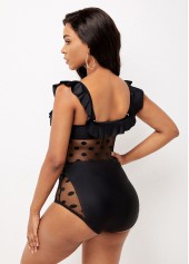 Stringy Selvedge Mesh Stitching Polka Dot One Piece Swimwear