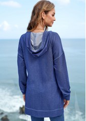 Long Sleeve Pocket Drawstring Detail Solid Hoodie