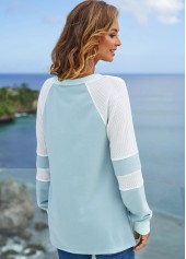 Contrast Long Sleeve Split Neck Sweatshirt