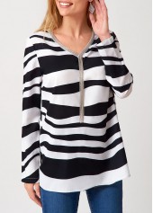 Tassel V Neck Striped Long Sleeve Blouse