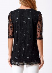 Lace Stitching Tie Front T Shirt