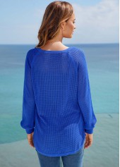 Solid Button Detail Long Sleeve Sweater