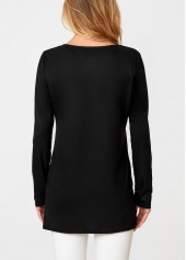 V Neck Floral Print Long Sleeve T Shirt