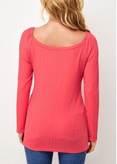 Solid Sweetheart Neckline Long Sleeve T Shirt