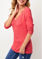Solid Sweetheart Neckline Long Sleeve T Shirt