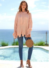 Hooded Collar Long Sleeve Asymmetric Hem Sweater