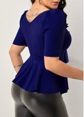 Solid Asymmetric Hem Short Sleeve Blouse