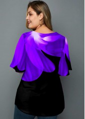 Round Neck Plus Size Floral Print T Shirt