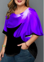 Round Neck Plus Size Floral Print T Shirt